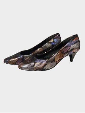 Vintage Metallic Multi-Color Low Heel Pumps
